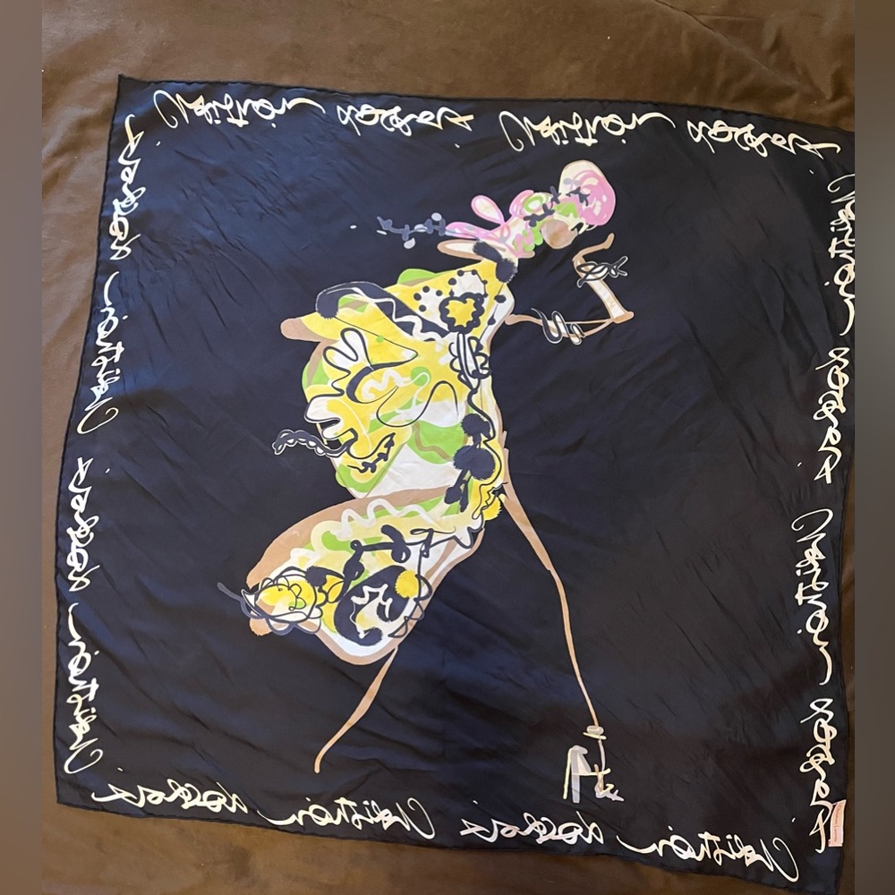 Vintage Christian Lacroix Silk Scarf – Abstract Figure / Signature Border - Picture 2 of 3